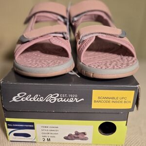 NIB Eddie Bauer Gracie Sandals Pink Adjustable Straps Open Toe Girls' 2